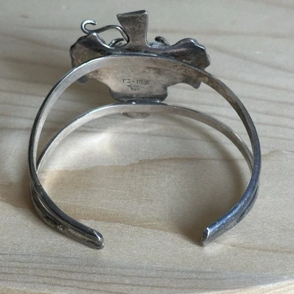 Vintage Taxco Open Cuff Bracelet Size 6.5 Grapes Leaf Mexico 925 Sterling 33.5g - Picture 3 of 8